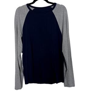 Lululemon Mens Small S Navy Blue Gray Bodhi Raglan Long Sleeve Shirt Top Cotton